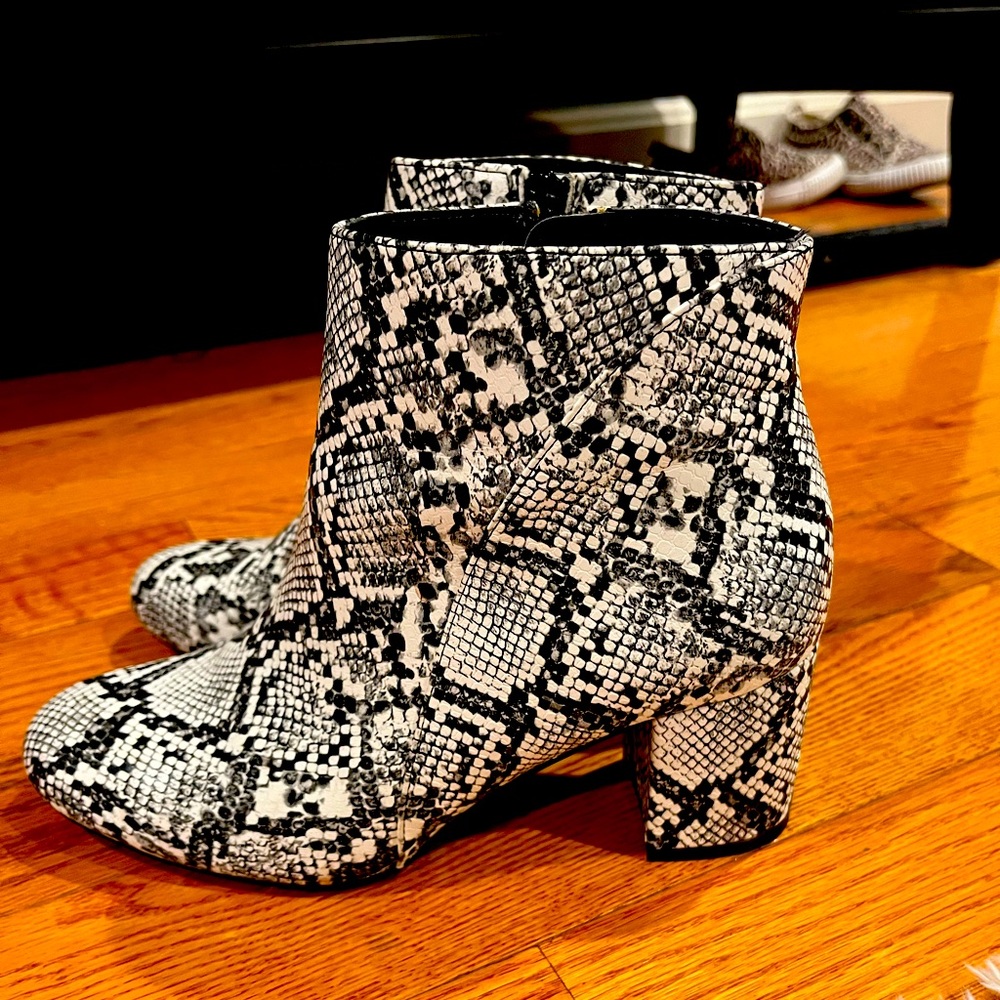 INC Snakeskin Booties